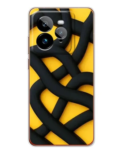 Чехол для Realme GT 7Pro с картинкой «Черное желтое переплетение»