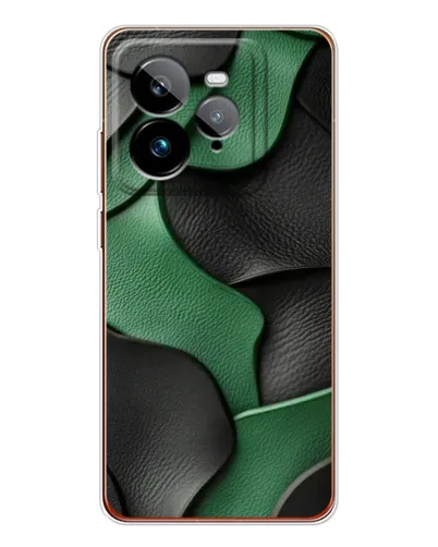 Чехол для Realme GT 7Pro с картинкой «Зеленые кожаные волны»