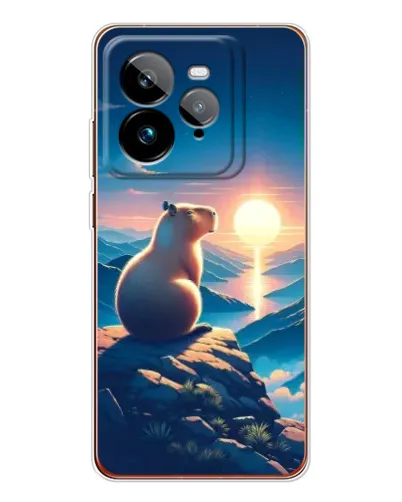 Чехол для Realme GT 7Pro с картинкой «Закат солнца с капибарой»