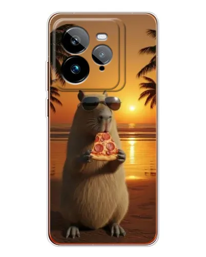 Чехол для Realme GT 7Pro с картинкой «Капибара с пиццей»