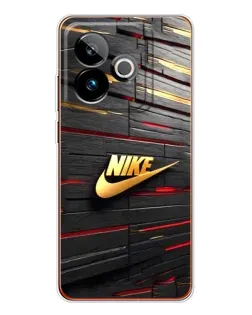 Чехол для Realme GT 7T с картинкой «Золотой Nike на металле»