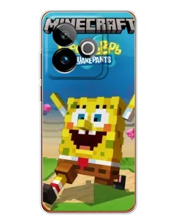 Чехол для Realme GT 7T с картинкой «Губка Боб Minecraft»