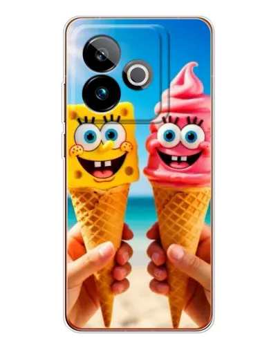 Чехол для Realme GT 7T с картинкой «Спанч Боб мороженое»