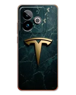 Чохол для Realme GT 7T з картинкою «Мармурова Tesla Gold»