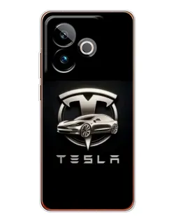 Чохол для Realme GT 7T з картинкою «Tesla — срібне авто»