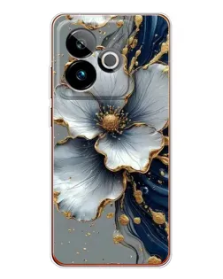 Чохол для Realme GT 7T з картинкою «Біла квітка та золотий флюїд»