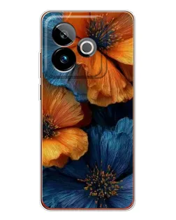 Чохол для Realme GT 7T з картинкою «Яскрава синьо-помаранчева флора»