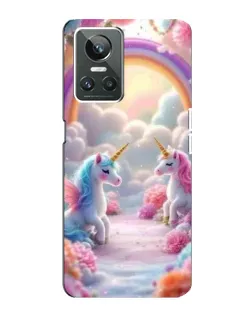 Чехол для Realme GT Neo 3 с картинкой «Радуга и единороги»