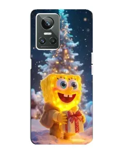 Чехол для Realme GT Neo 3 с картинкой «Рождественский Спанч Боб»