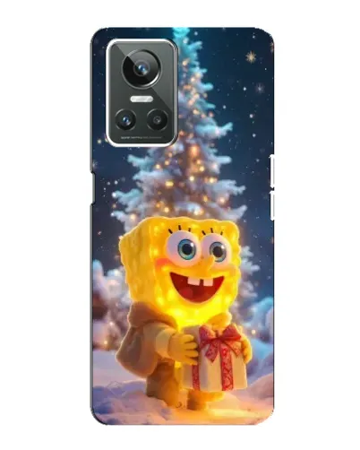 Чехол для Realme GT Neo 3 с картинкой «Рождественский Спанч Боб»