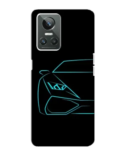 Чехол для Realme GT Neo 3 с картинкой «Голубой силуэт Lamborghini»