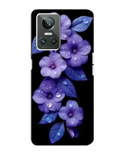 Чехол для Realme GT Neo 3 с картинкой «Фиолетовые цветы с росою»