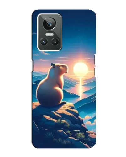 Чехол для Realme GT Neo 3 с картинкой «Закат солнца с капибарой»