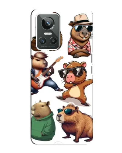 Чехол для Realme GT Neo 3 с картинкой «Крутые капибары музыканты»