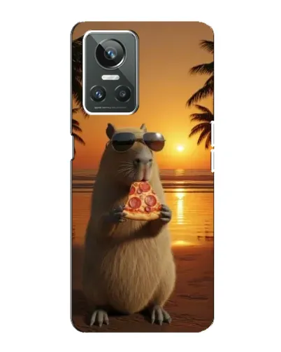 Чехол для Realme GT Neo 3 с картинкой «Капибара с пиццей»