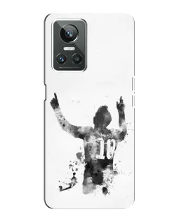 Чохол для Realme GT Neo 3 з картинкою «Чорно-білий силует Мессі»