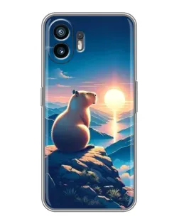 Чехол для Realme GT Neo 5 SE (5G) с картинкой «Закат солнца с капибарой»