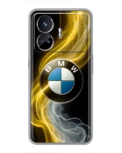 Чехол для Realme GT Neo 5 с картинкой «Золотистый дым BMW»