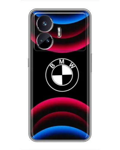 Чехол для Realme GT Neo 5 с картинкой «Логотип BMW и неоновые дуги»