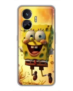 Чехол для Realme GT Neo 5 с картинкой «Губка Боб прыгает»