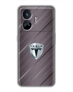 Чехол для Realme GT Neo 5 с картинкой «Металлическая текстура Tesla» Чехол для Realme GT Neo 5 с картинкой «Металлическая текстура Tesla»