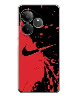 Чехол для Realme GT Neo 6 с картинкой «Красные брызги Nike»