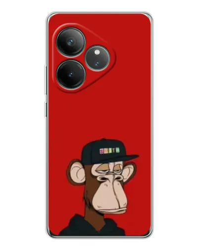 Чехол для Realme GT Neo 6 с картинкой «Bored Ape — красный фон»