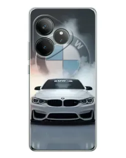 Чехол для Realme GT Neo 6 с картинкой «BMW в белом дыму»