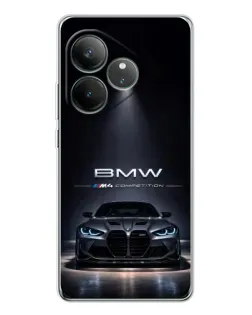 Чехол для Realme GT Neo 6 с картинкой «BMW сквозь ночной город»