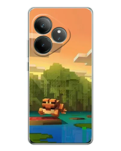 Чехол для Realme GT Neo 6 с картинкой «Майнкрафт закат солнца»