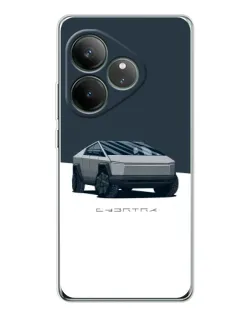 Чехол для Realme GT Neo 6 с картинкой «Серебристый Cybertruck Tesla»