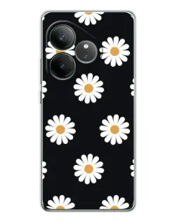 Чехол для Realme GT Neo 6 с картинкой «Ромашки на черном»