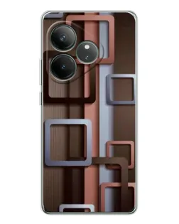 Чехол для Realme GT Neo 6 с картинкой «Коричневые объемные квадраты»