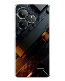 Чехол для Realme GT Neo 6 с картинкой «Черные геометрические блоки»