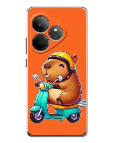 Чехол для Realme GT Neo 6 с картинкой «Капибара на скутере»