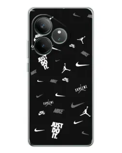 Чехол для Realme GT Neo 7 с картинкой «Nike Black Pattern»