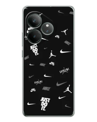 Чехол для Realme GT Neo 7 с картинкой «Nike Black Pattern»