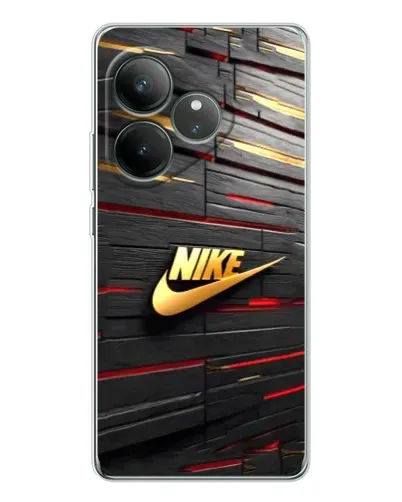 Чехол для Realme GT Neo 7 с картинкой «Золотой Nike на металле»