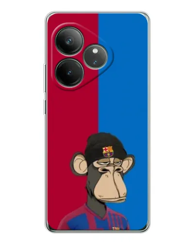 Чехол для Realme GT Neo 7 с картинкой «Bored Ape — фанат Барсы»