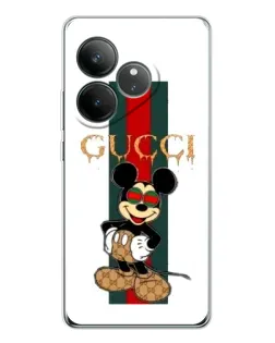 Чехол для Realme GT Neo 7 с картинкой «Микки Маус Gucci — полосы»
