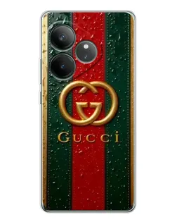 Чохол для Realme GT Neo 7 з картинкою «Gucci — фірмова смуга та золото»