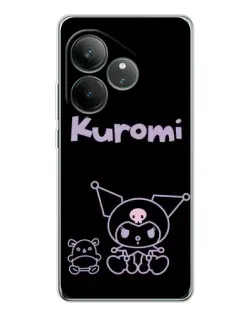 Чехол для Realme GT Neo 7 с картинкой «Kuromi — черный минимализм»