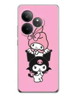 Чехол для Realme GT Neo 7 с картинкой «Трио My Melody и Kuromi»