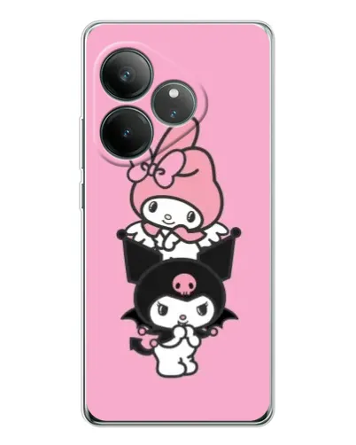 Чехол для Realme GT Neo 7 с картинкой «Трио My Melody и Kuromi»