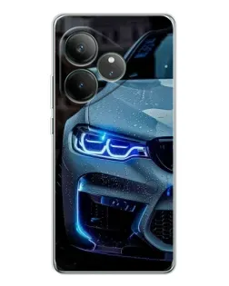 Чехол для Realme GT Neo 7 с картинкой «Взгляд BMW с синими фарами»