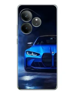 Чехол для Realme GT Neo 7 с картинкой «Голубая BMW M4»
