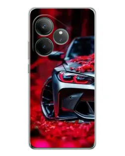 Чехол для Realme GT Neo 7 с картинкой «Спортивная BMW и цветы»