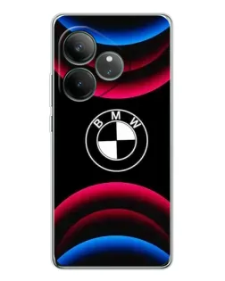 Чехол для Realme GT Neo 7 с картинкой «Логотип BMW и неоновые дуги»