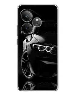 Чехол для Realme GT Neo 7 с картинкой «Черная BMW — профиль»