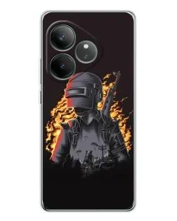 Чехол для Realme GT Neo 7 с картинкой «PUBG — огненный силуэт»